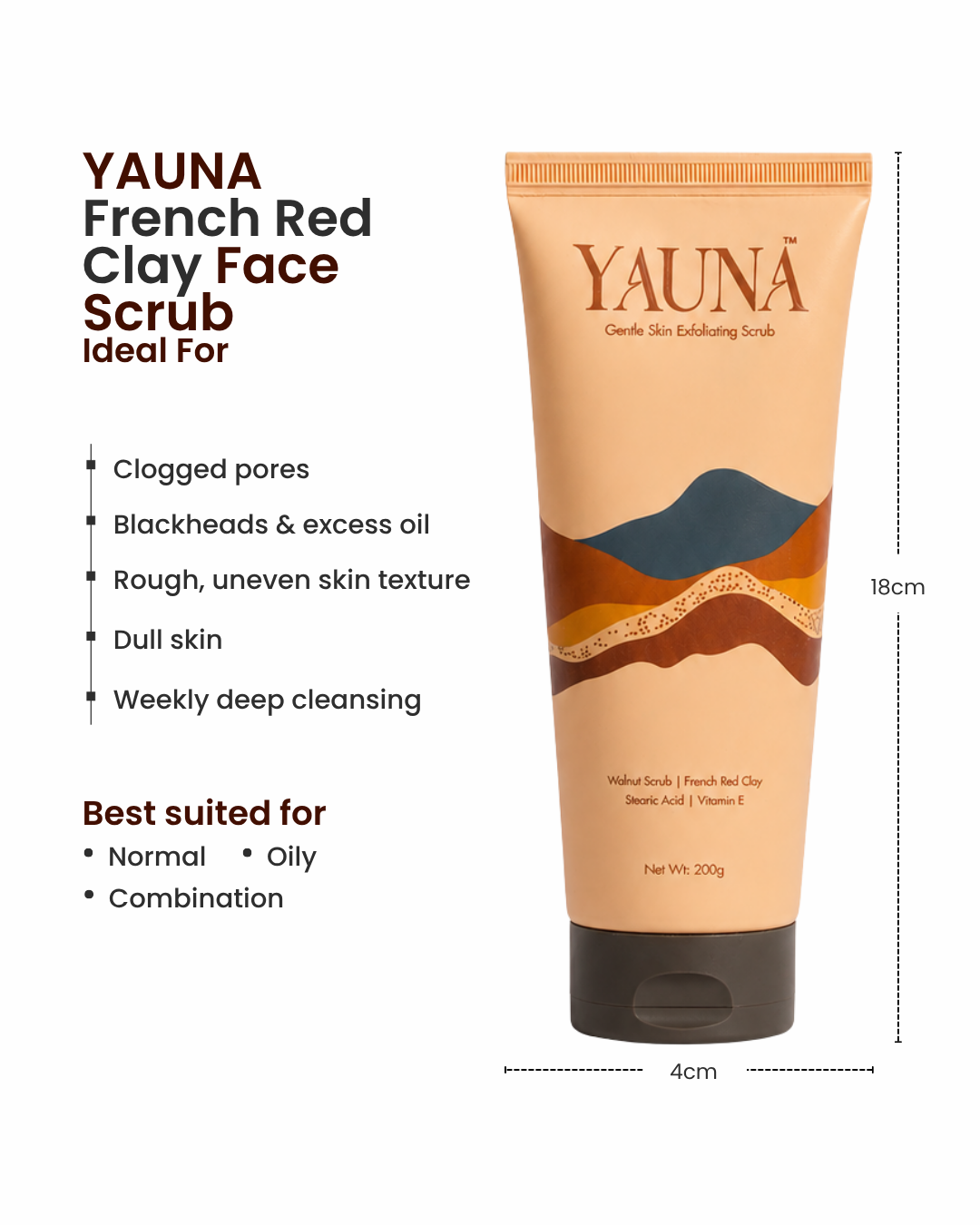 YAUNA French Red Clay Face Scrub